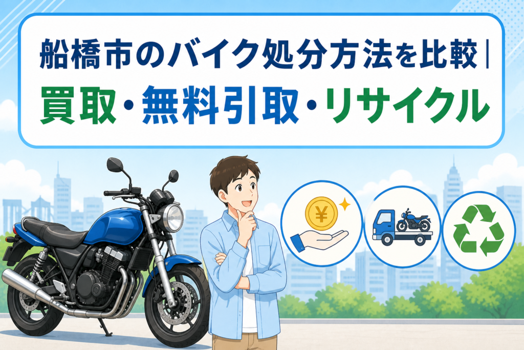船橋市のバイク処分方法を買取・無料引取・二輪車リサイクルで比較