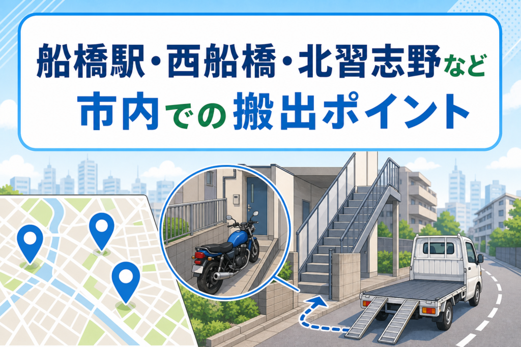 船橋駅・西船橋・北習志野周辺でバイクを搬出するときのポイント