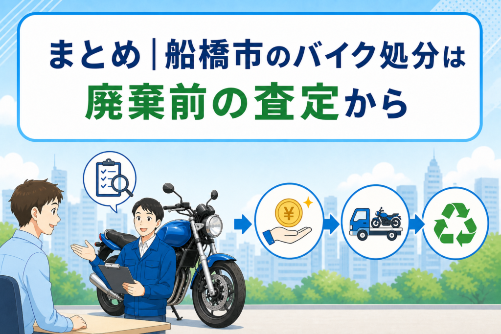 船橋市のバイク処分は廃棄前に買取査定から確認