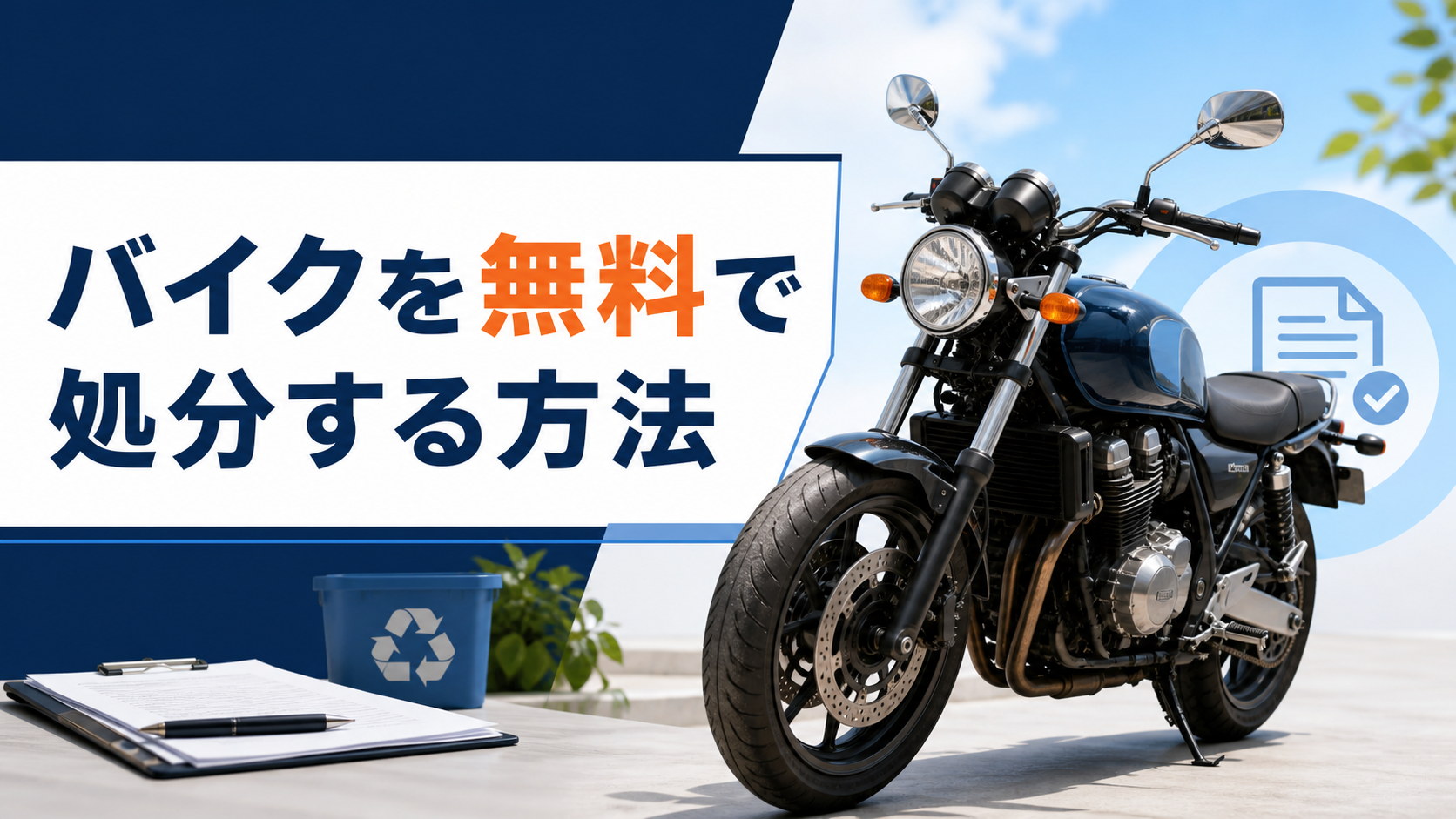 バイクを無料で処分する方法｜費用・廃車手続き・リサイクルを比較