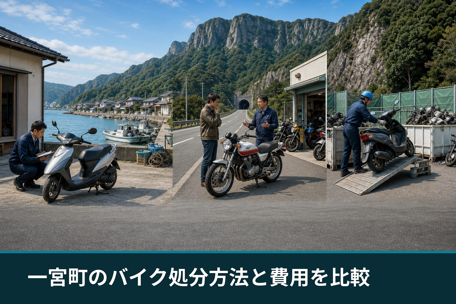 一宮町のバイク処分方法と費用を比較