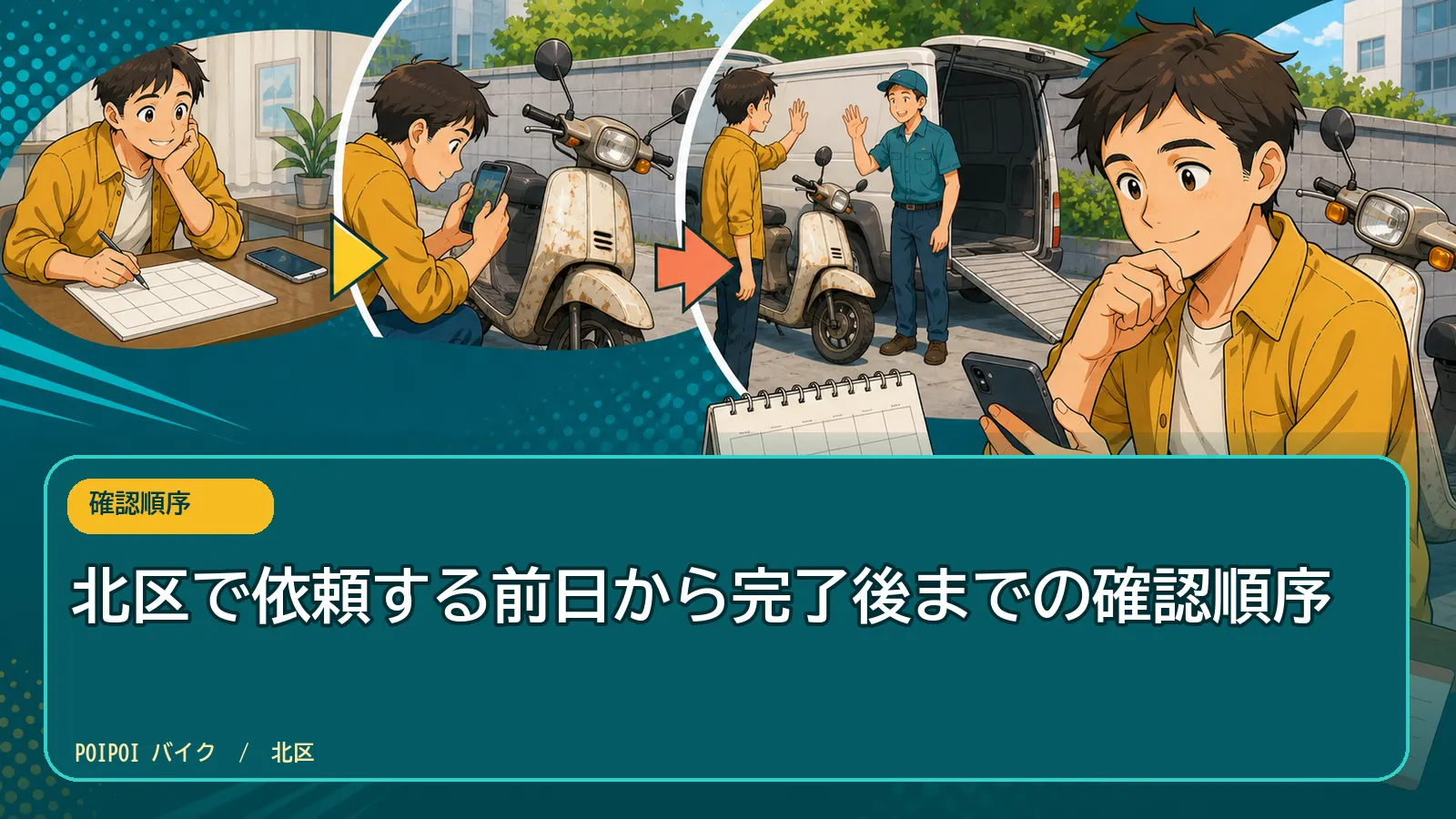北区で依頼する前日から完了後までの確認順序
