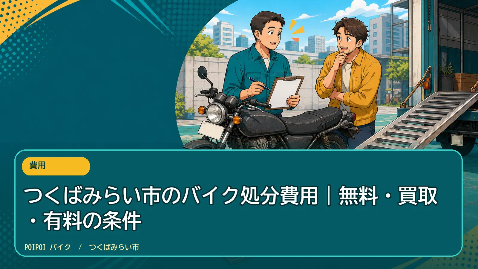 つくばみらい市のバイク処分費用|無料・買取・有料の条件