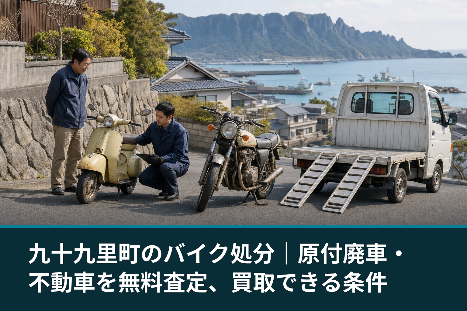 九十九里町のバイク処分|原付廃車・不動車を無料査定、買取できる条件