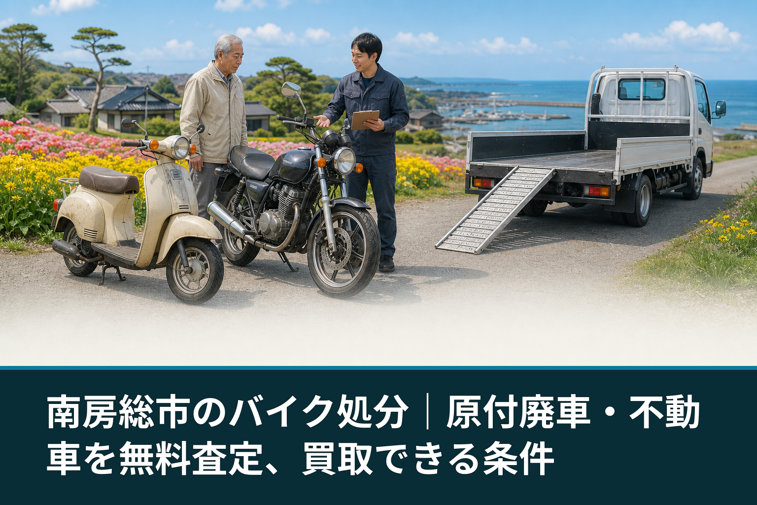 南房総市のバイク処分|原付廃車・不動車を無料査定、買取できる条件