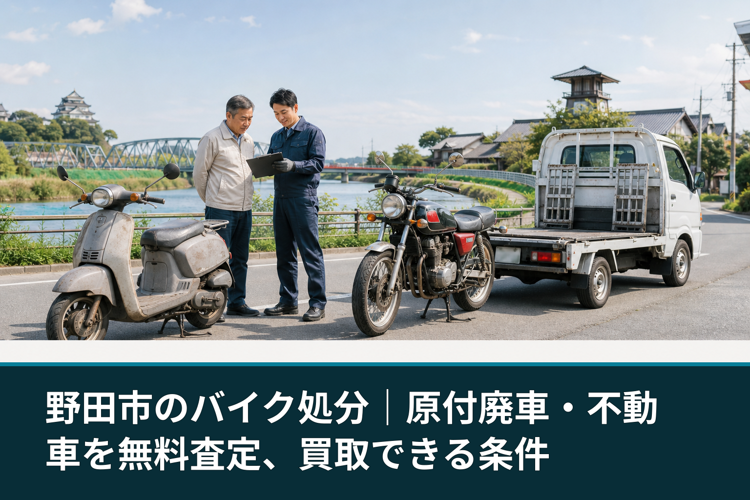 野田市のバイク処分|原付廃車・不動車を無料査定、買取できる条件