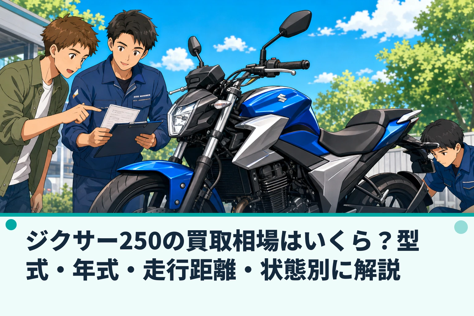ジクサー250の買取相場はいくら？型式・年式・走行距離・状態別に解説