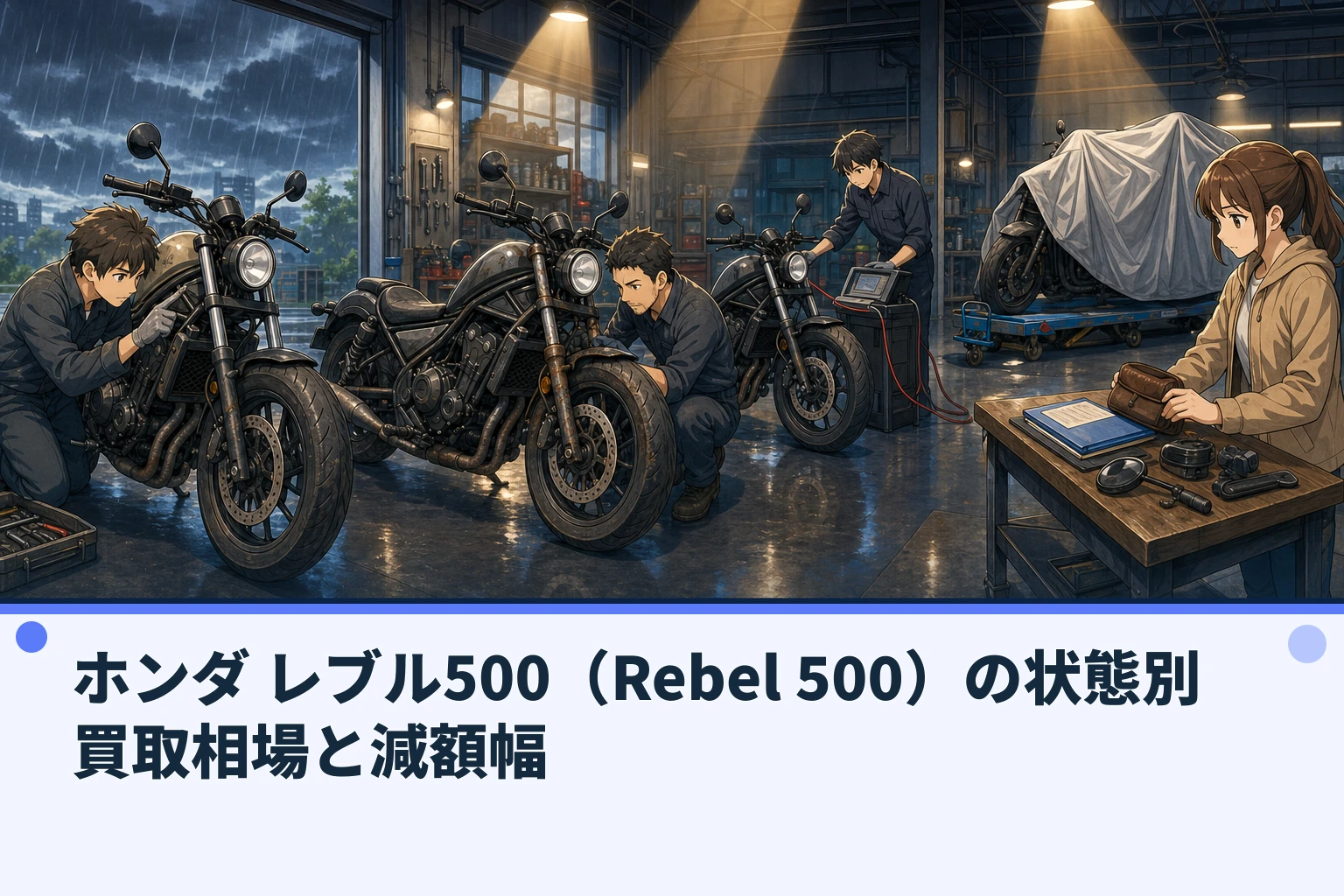 ホンダ レブル500(Rebel 500)の状態別買取相場と減額幅