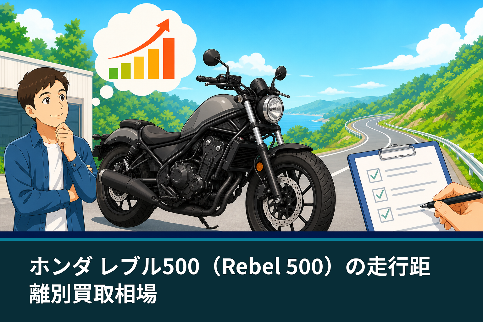 ホンダ レブル500(Rebel 500)の走行距離別買取相場