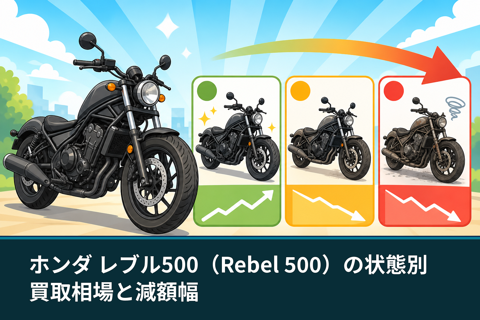 ホンダ レブル500(Rebel 500)の状態別買取相場と減額幅