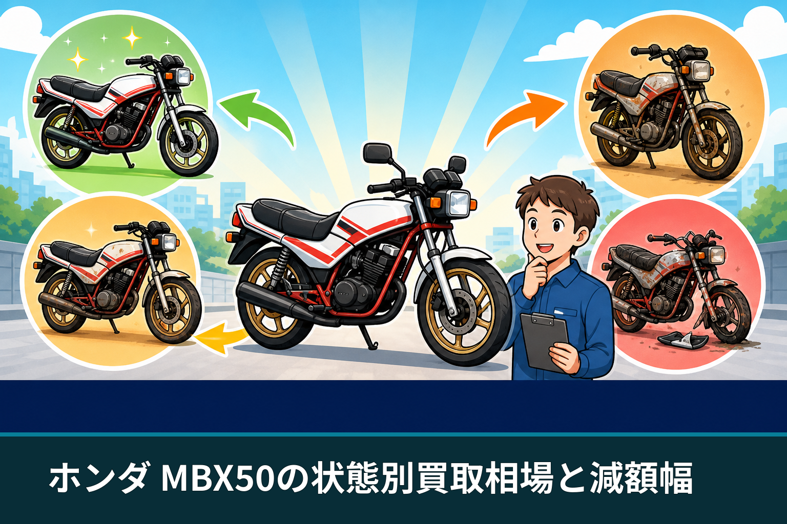 ホンダ MBX50の状態別買取相場と減額幅