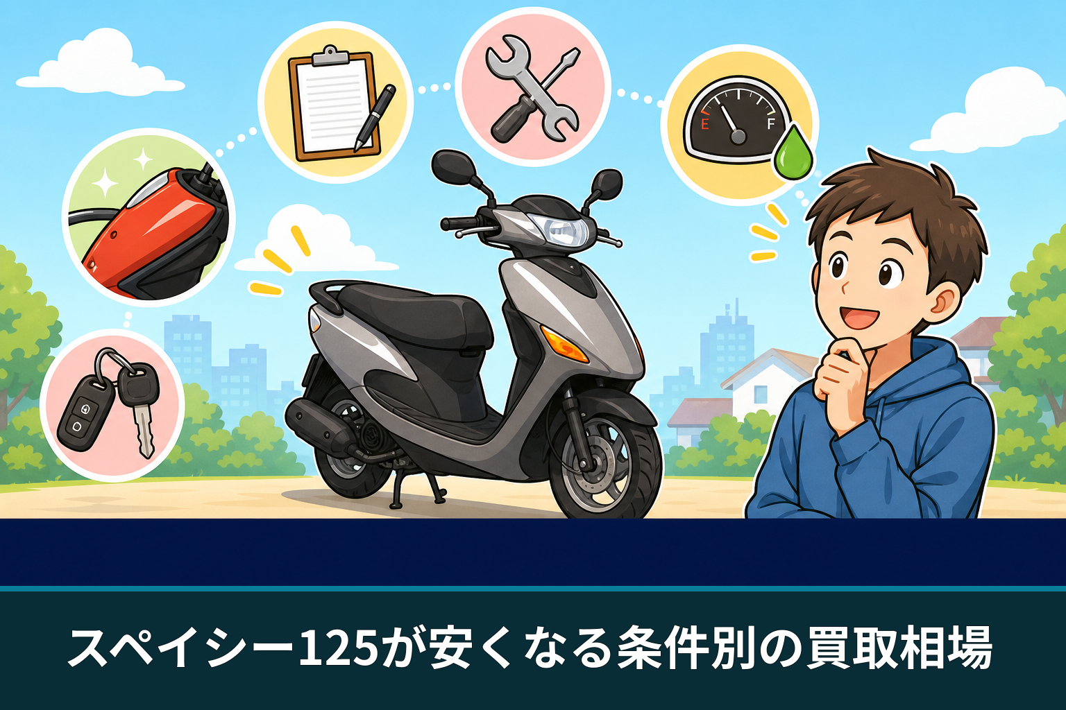 スペイシー125が安くなる条件別の買取相場