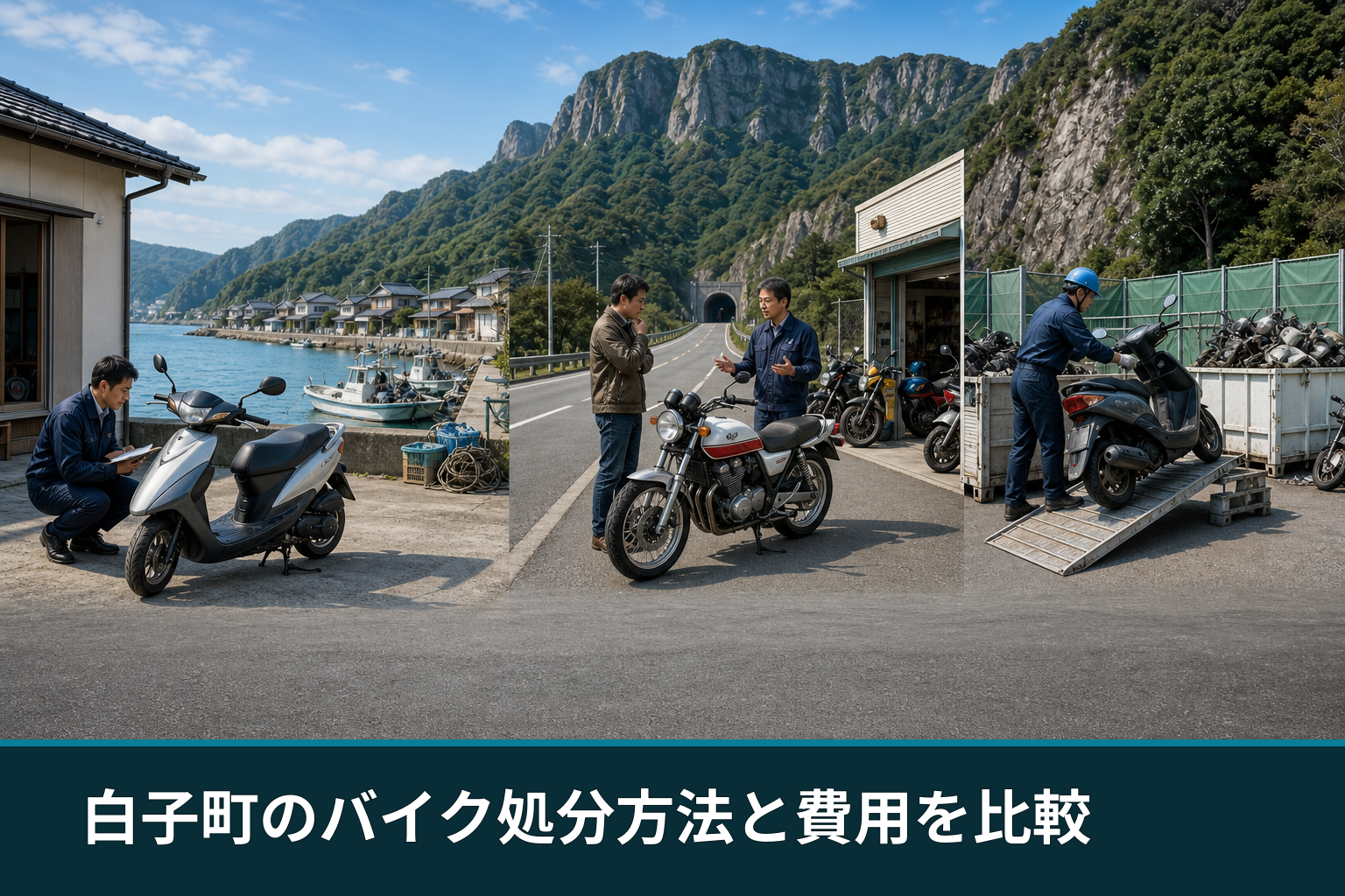 白子町のバイク処分方法と費用を比較