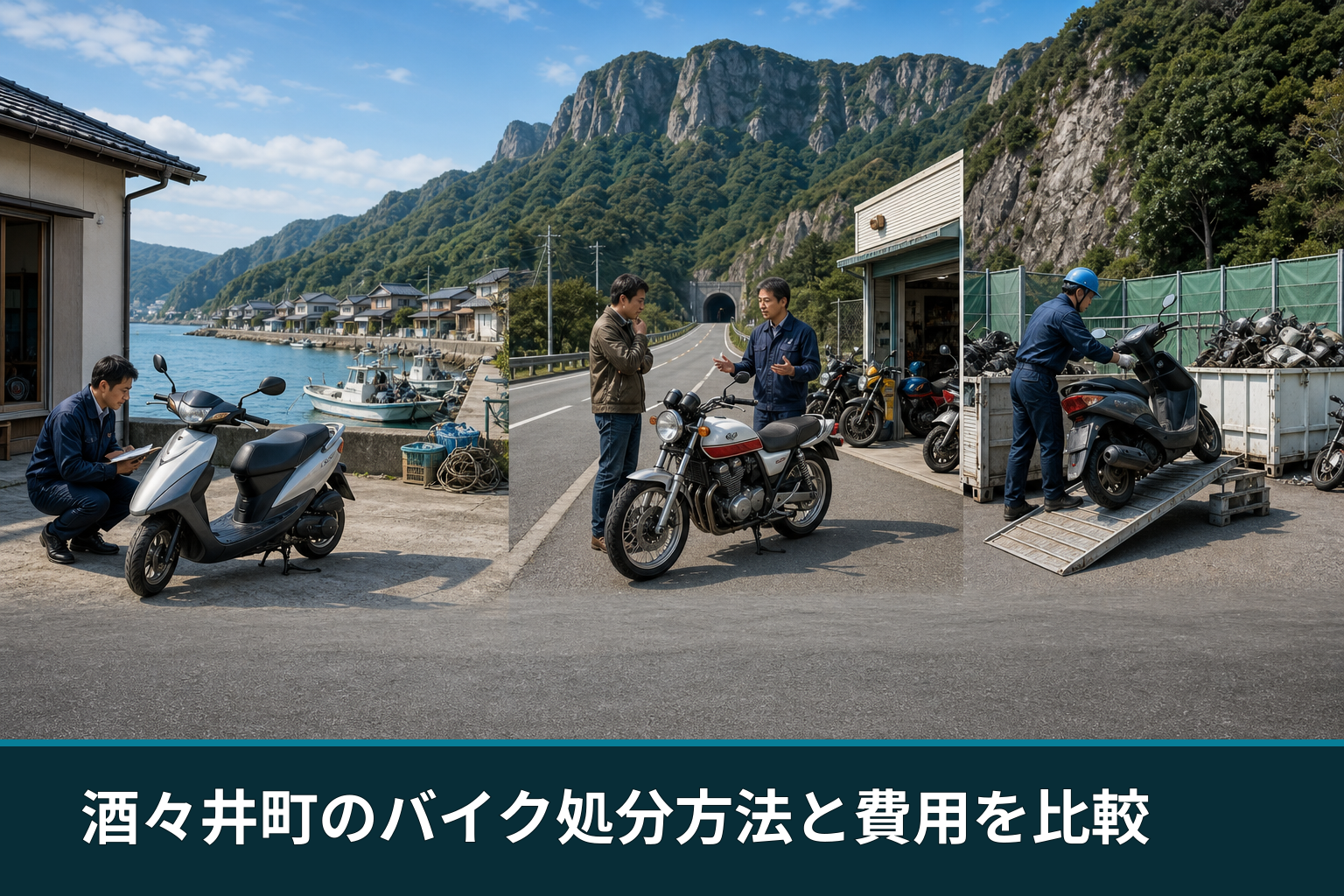 酒々井町のバイク処分方法と費用を比較