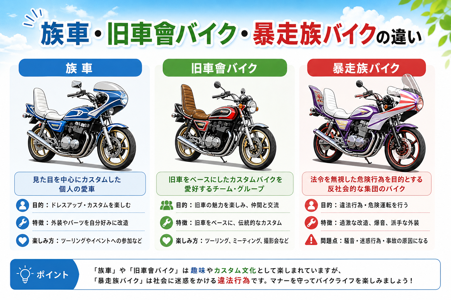 族車・旧車會バイク・暴走族バイクの違い