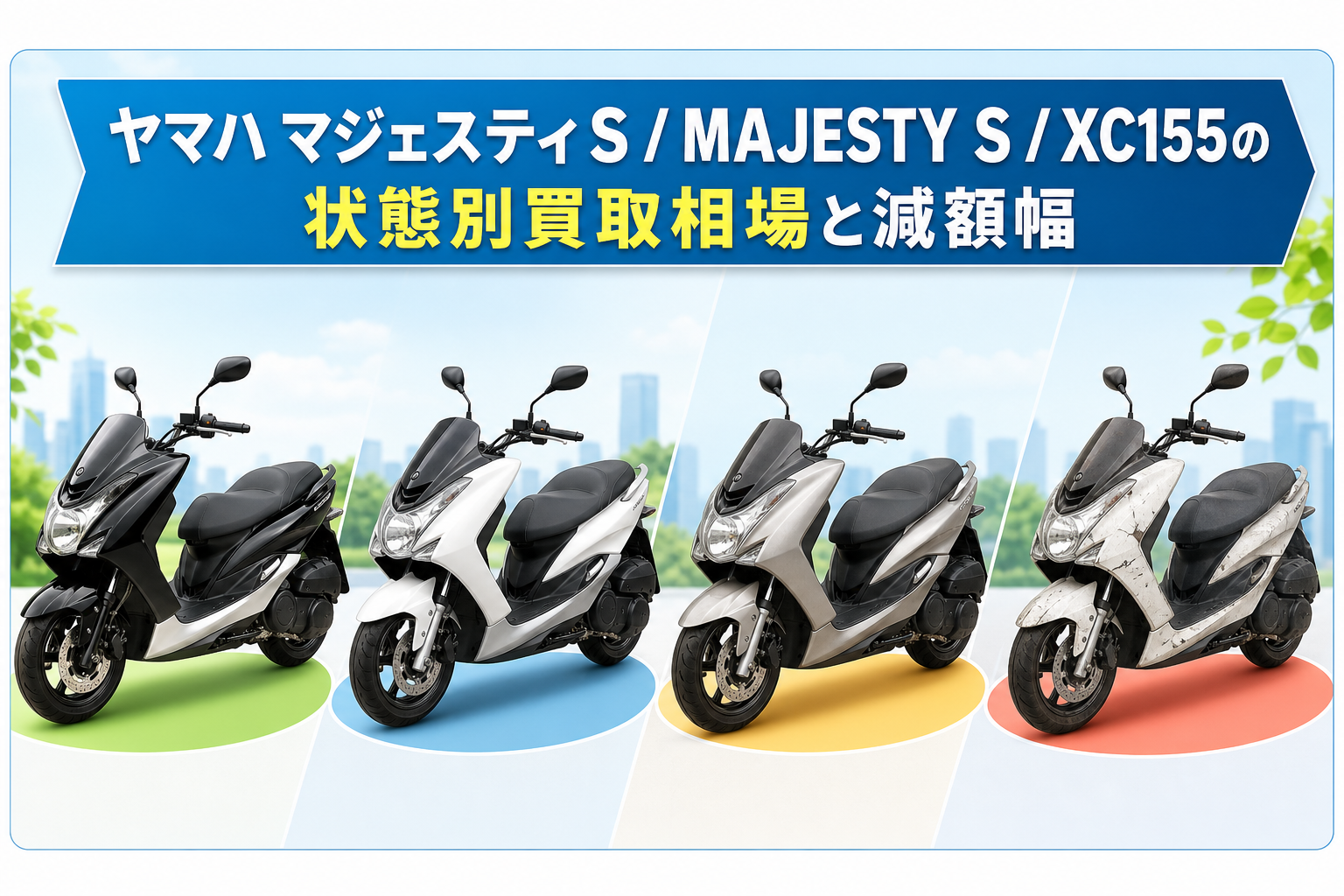 ヤマハ マジェスティS / MAJESTY S / XC155の状態別買取相場と減額幅