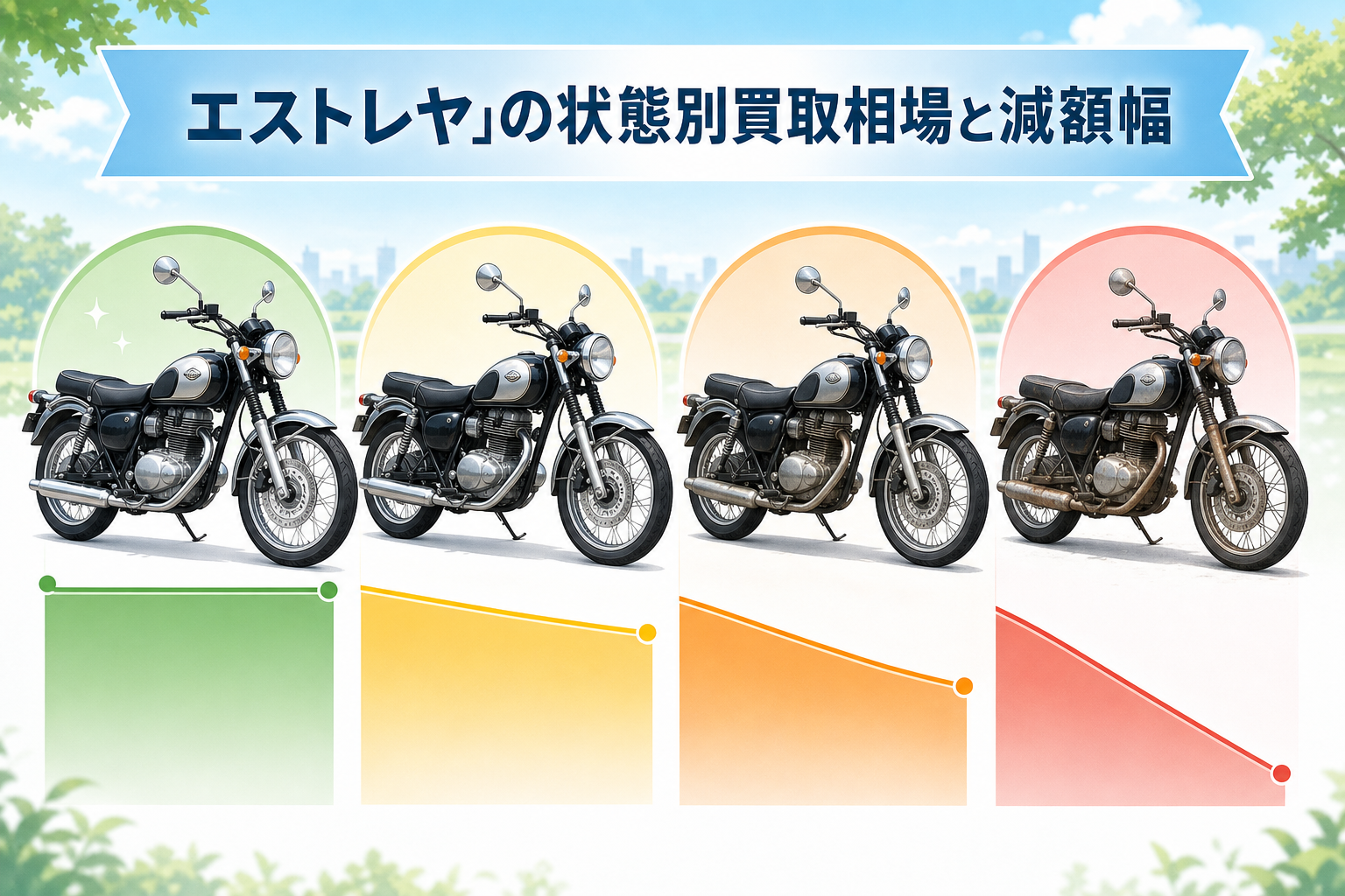 エストレヤの状態別買取相場と減額幅