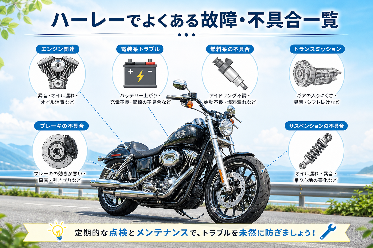 ハーレーでよくある故障・不具合一覧