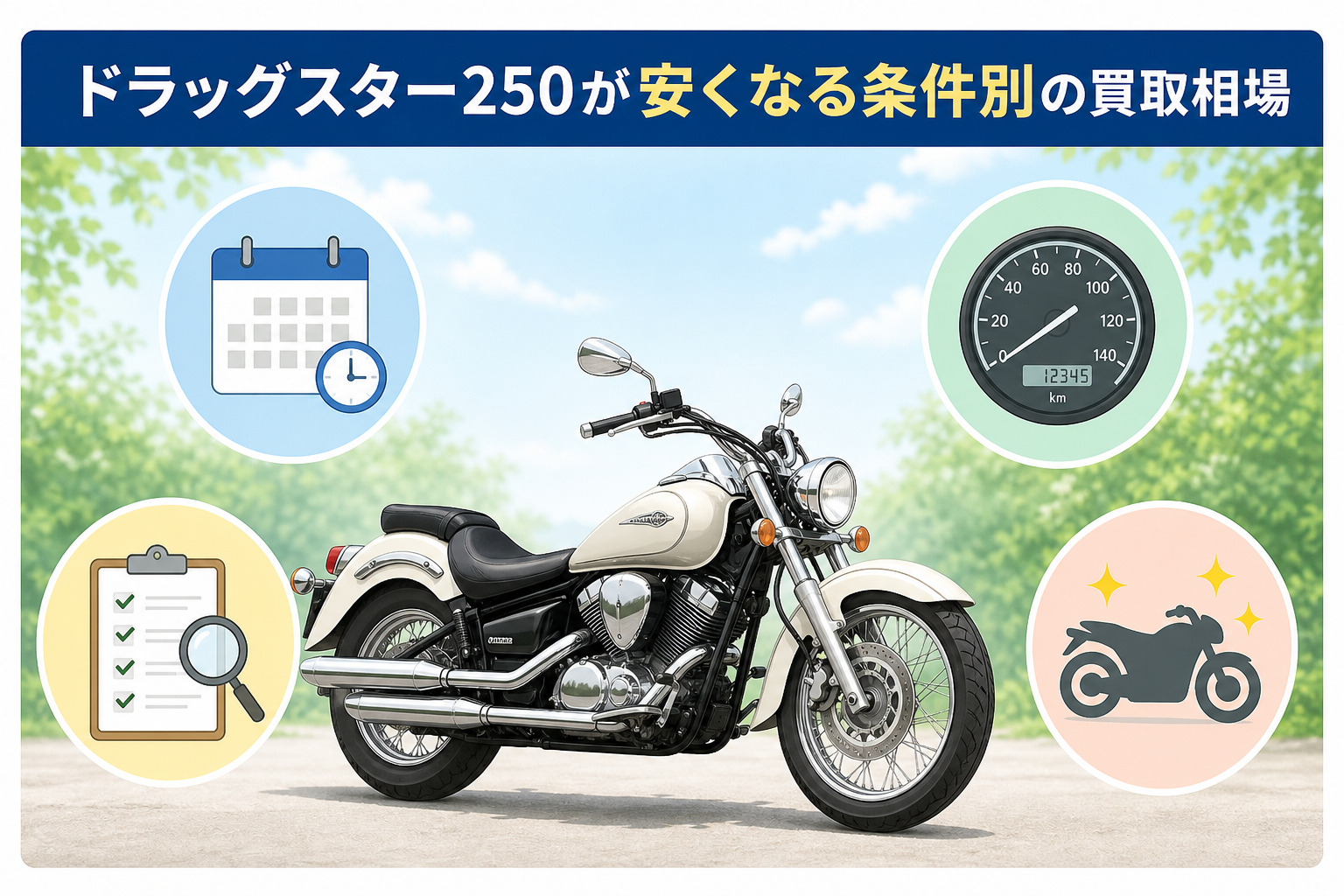 ドラッグスター250が安くなる条件別の買取相場