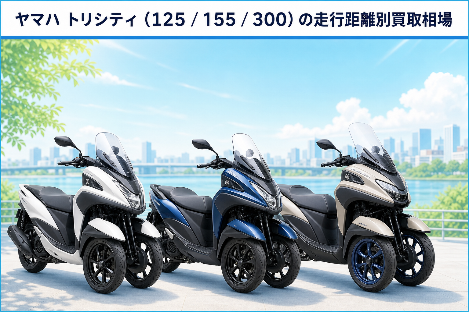 ヤマハ トリシティ（125 / 155 / 300）の走行距離別買取相場