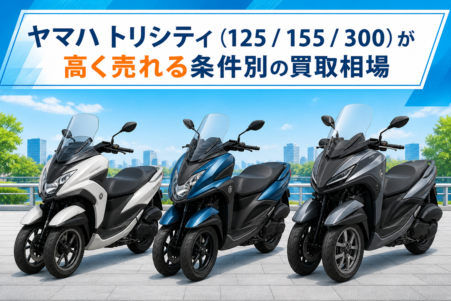 ヤマハ トリシティ（125 / 155 / 300）が高く売れる条件別の買取相場