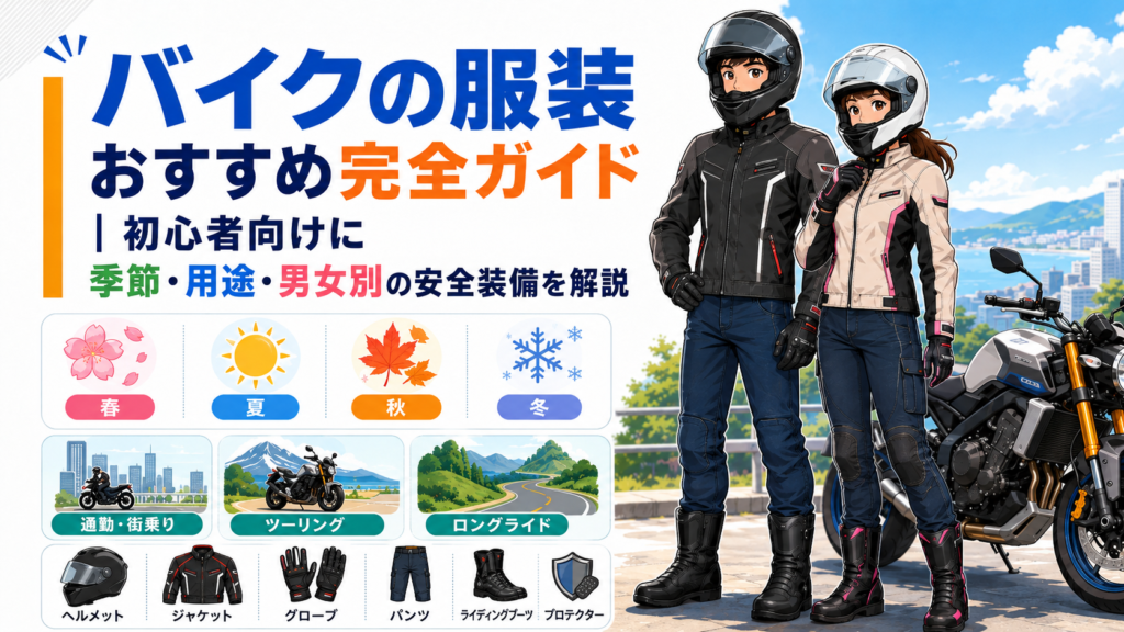 バイクの服装おすすめ完全ガイド｜初心者向けに季節・用途・男女別の安全装備を解説