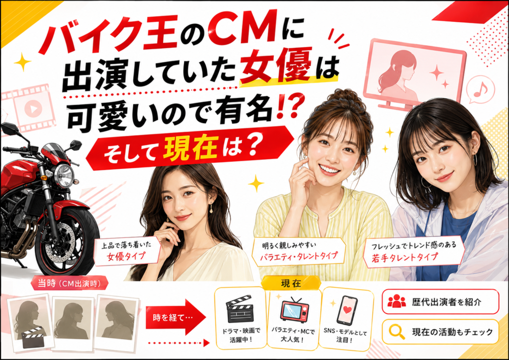 バイク王のCMに出演していた女優は可愛いので有名!そして現在は？